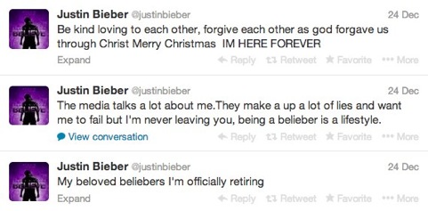 tweets de Justin Bieber