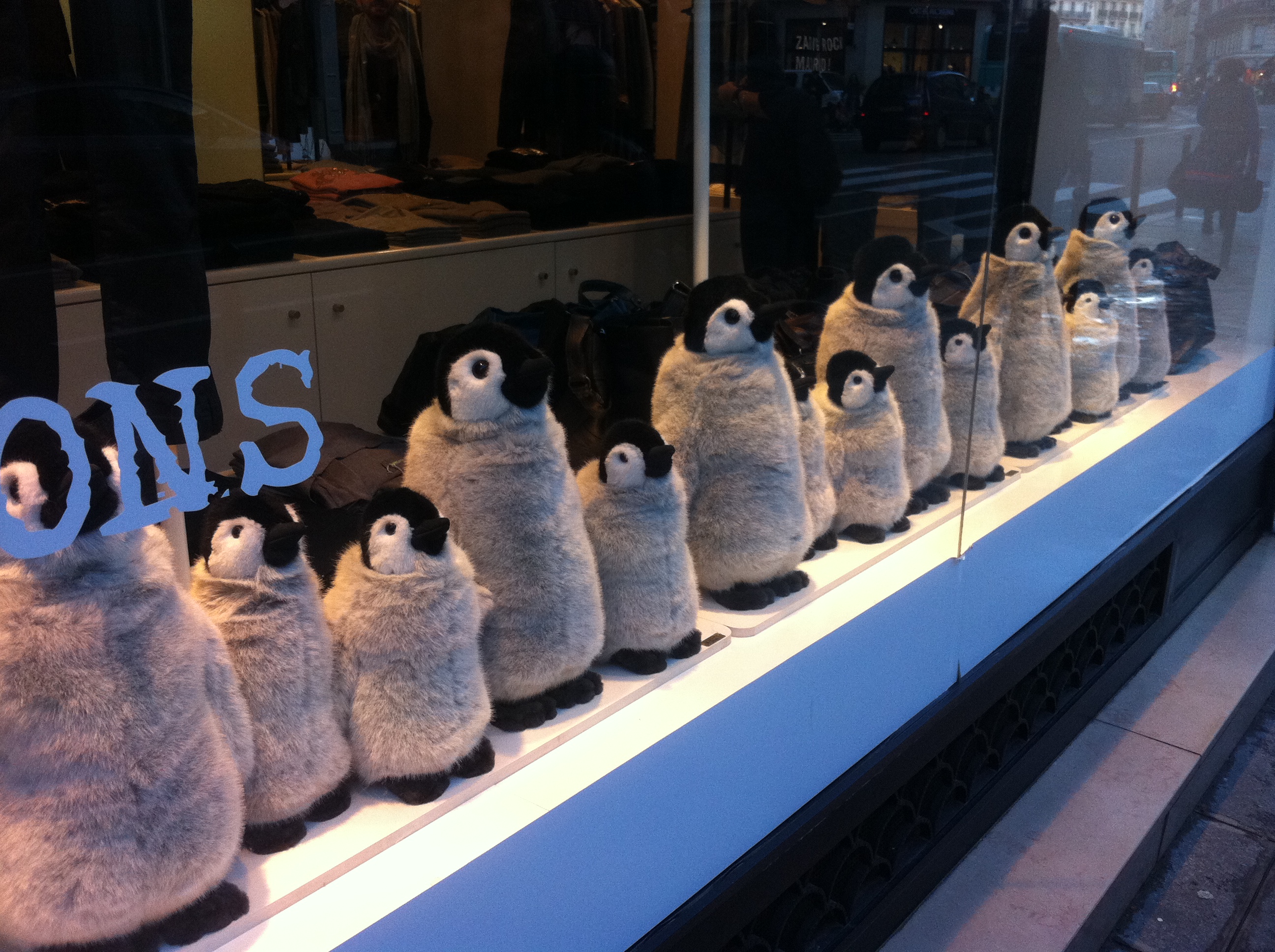 Vitrine de Noël 2011 de Zadig et Voltaire avec des pingouins qui bougent